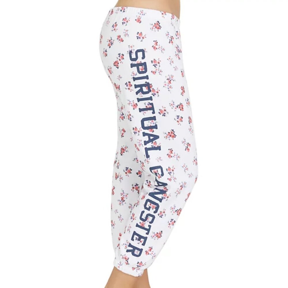 SPIRITUAL GANGSTER Perfect SG Varsity Logo Ditsy Floral Jogger Sweat Pant M NWOT - Picture 3 of 9